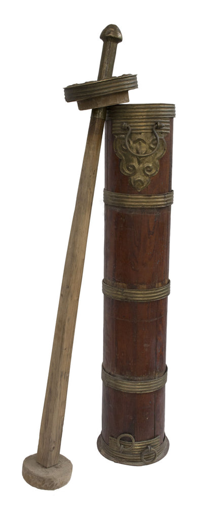 Ancienne Baratte à Thé Tibétaine au Beurre de Yak – Grande Taille 112 cm