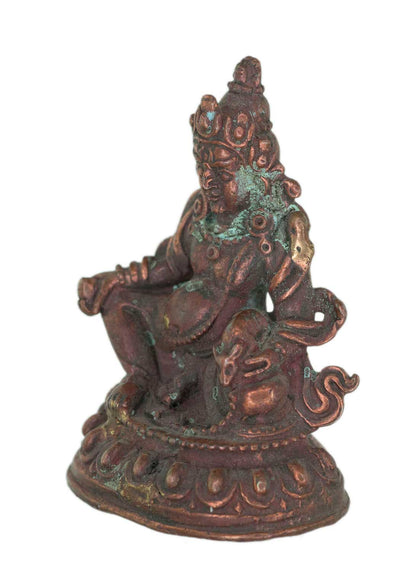 Ancienne amulette statuette Yellow Jambhala en métal – Artisanat tibétain fait main