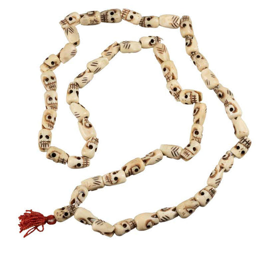 Mala Tête De Mort Tibétain En Os – Collier De Méditation Bouddhiste Du Népal