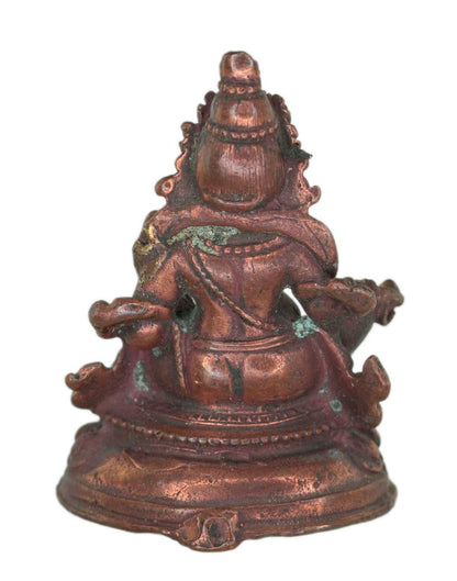 Ancienne amulette statuette Yellow Jambhala en métal – Artisanat tibétain fait main