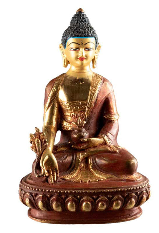 Statue du Bouddha de la Médecine en alliage de cuivre – Artisanat traditionnel du Népal