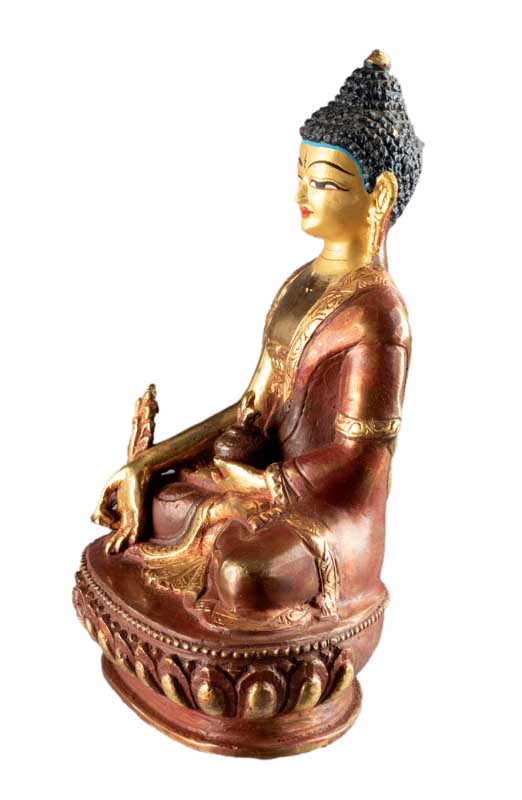 Statue du Bouddha de la Médecine en alliage de cuivre – Artisanat traditionnel du Népal