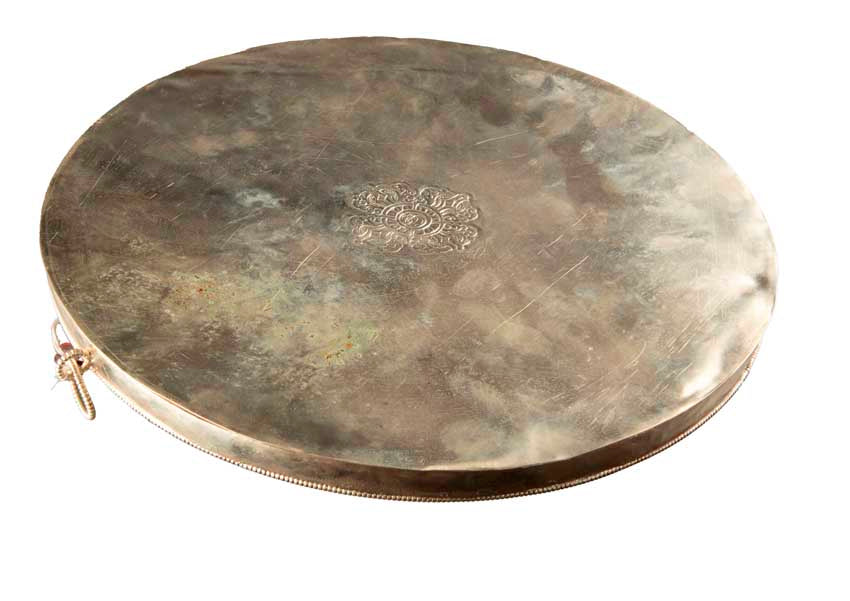 Mandala Bouddhiste Tibétain En Cuivre 28,5 cm – Symboles Ashtamangala Du Népal