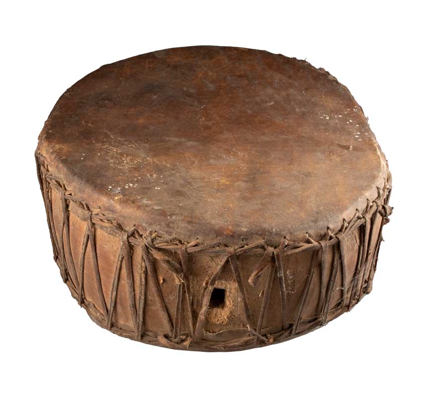 Tambour Chamanique Ancien Dhyangro Jhangri en Bois – Objet Rituel du Népal