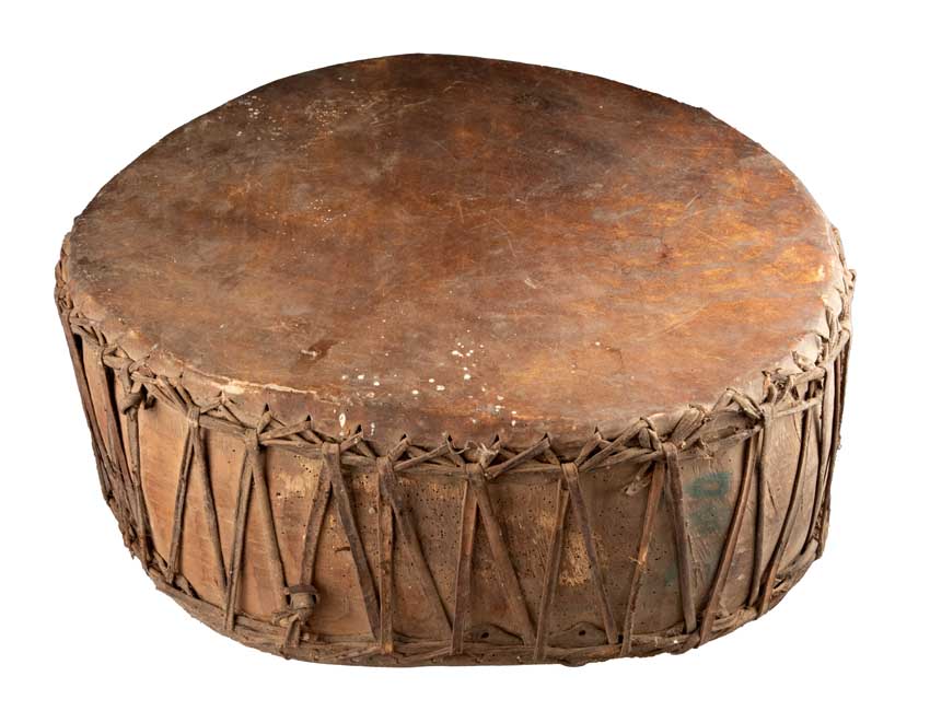 Tambour Chamanique Ancien Dhyangro Jhangri en Bois – Objet Rituel du Népal
