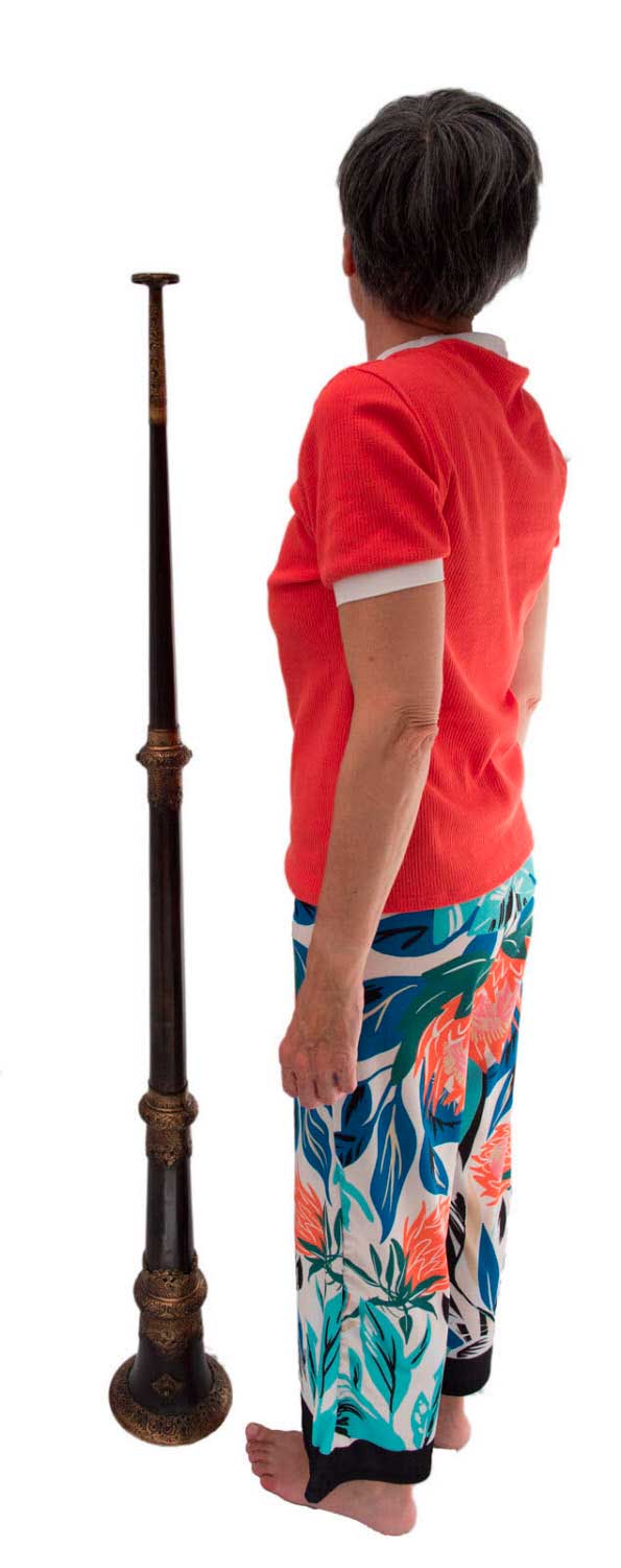 Ancienne trompe monastique tibétaine Dungchen télescopique – Grand modèle de 151,5 cm