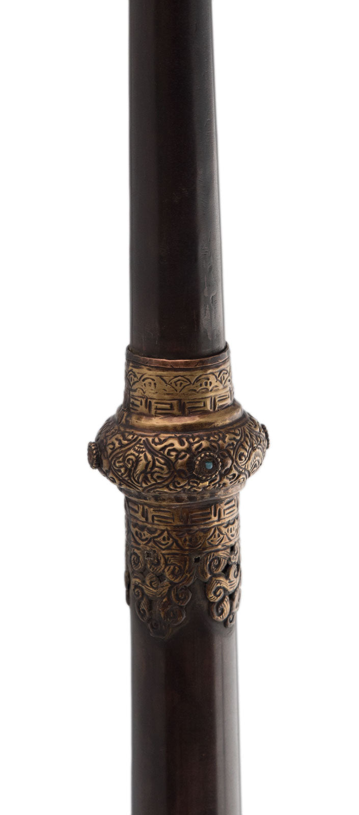 Ancienne trompe monastique tibétaine Dungchen en cuivre – Instrument rituel télescopique