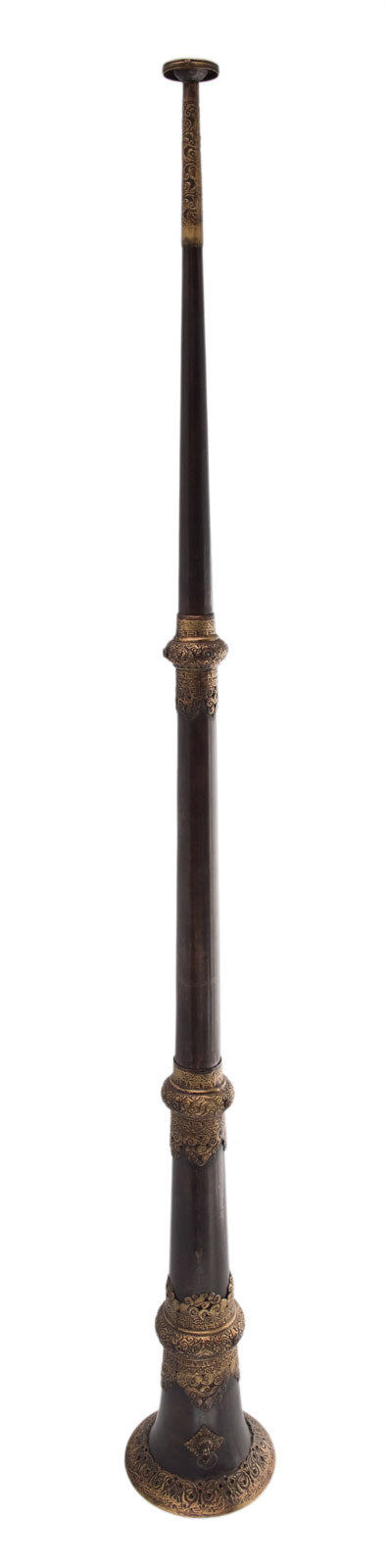 Ancienne trompe monastique tibétaine Dungchen télescopique – Grand modèle de 151,5 cm