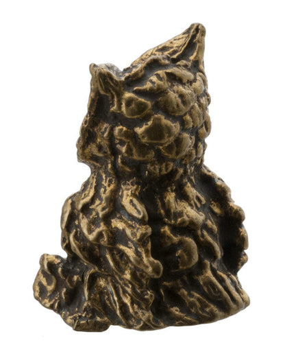 Figurine Chouette En Laiton – Mini Sculpture Artisanale Porte-Bonheur