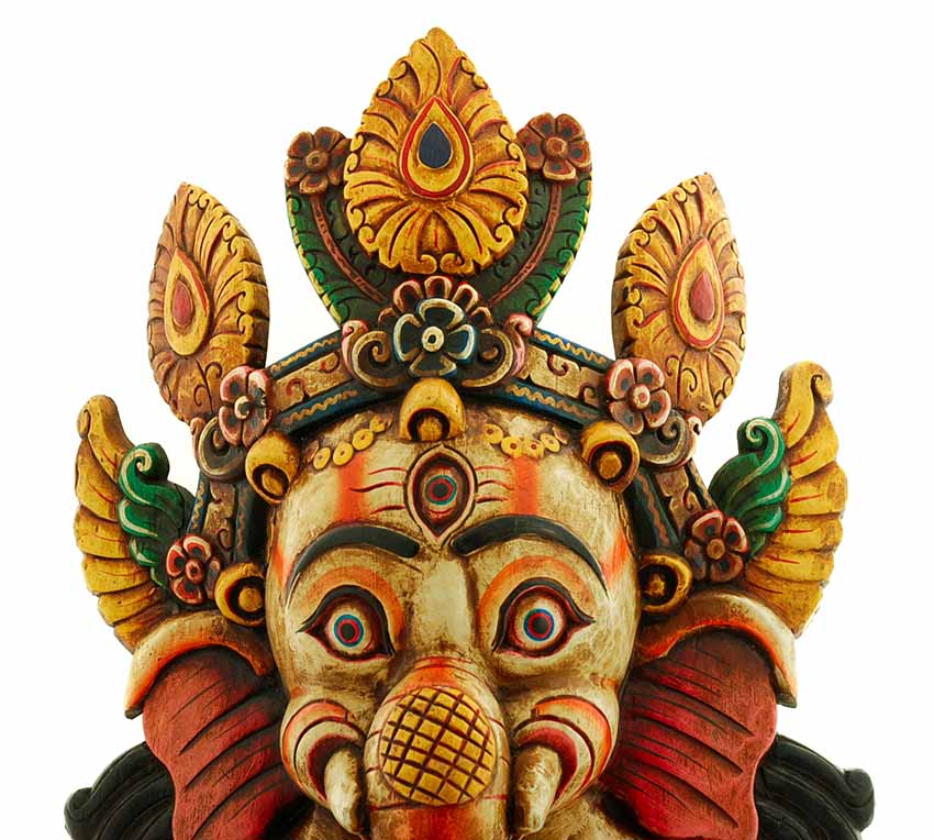 Masque Ganesh En Bois De Peuplier – Décoration Murale Du Népal