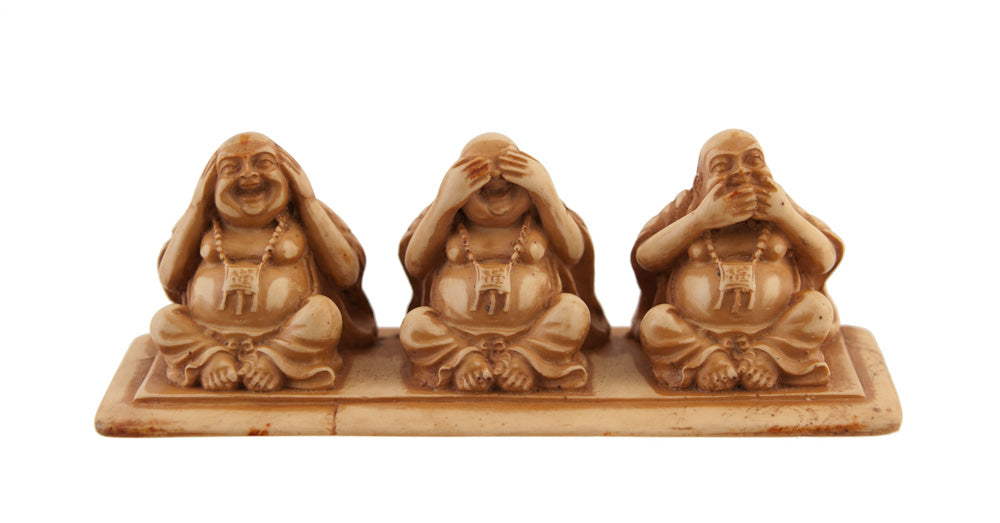 Statuette 3 Bouddhas Rieurs Chinois – 3 Singes De La Sagesse