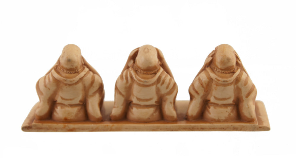Statuette 3 Bouddhas Rieurs Chinois – 3 Singes De La Sagesse
