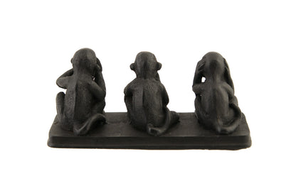 3 Singes De La Sagesse – Statuette En Résine Sur Socle Noir