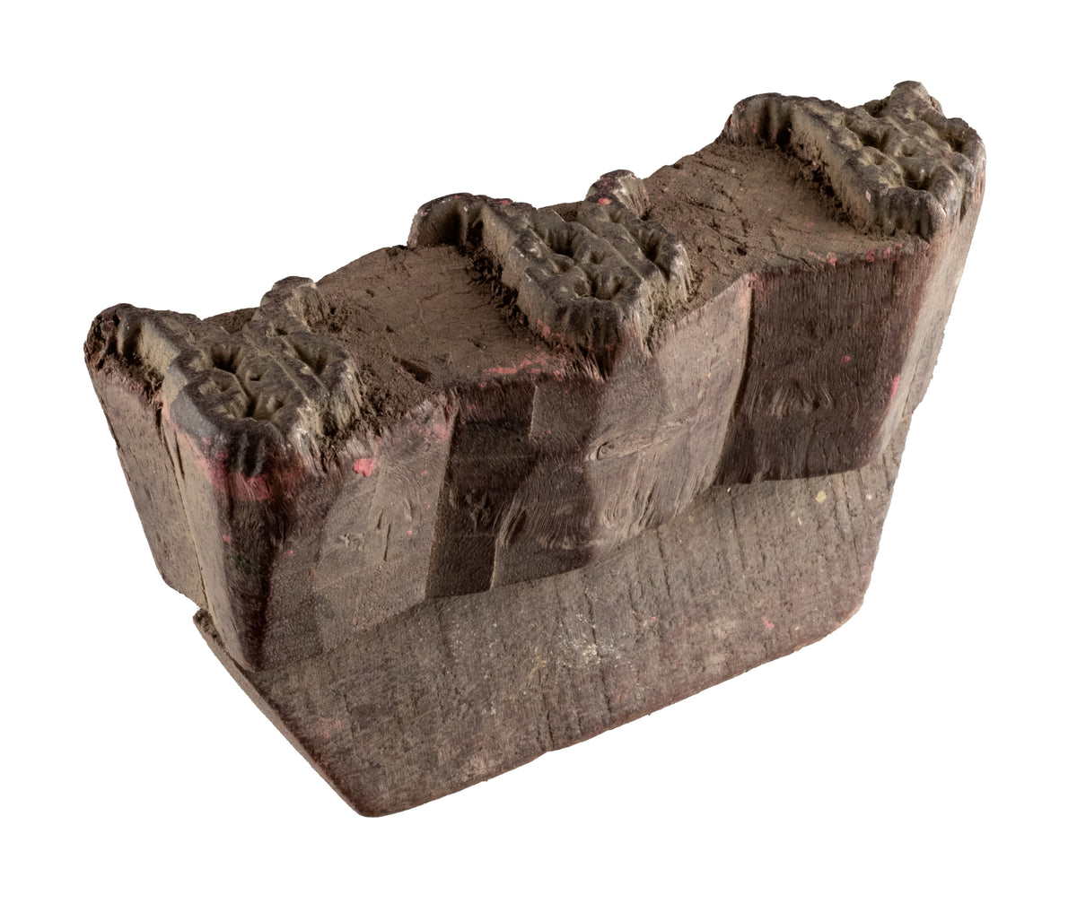 Tampon En Bois Indien Sculpté – Motif Floral Traditionnel