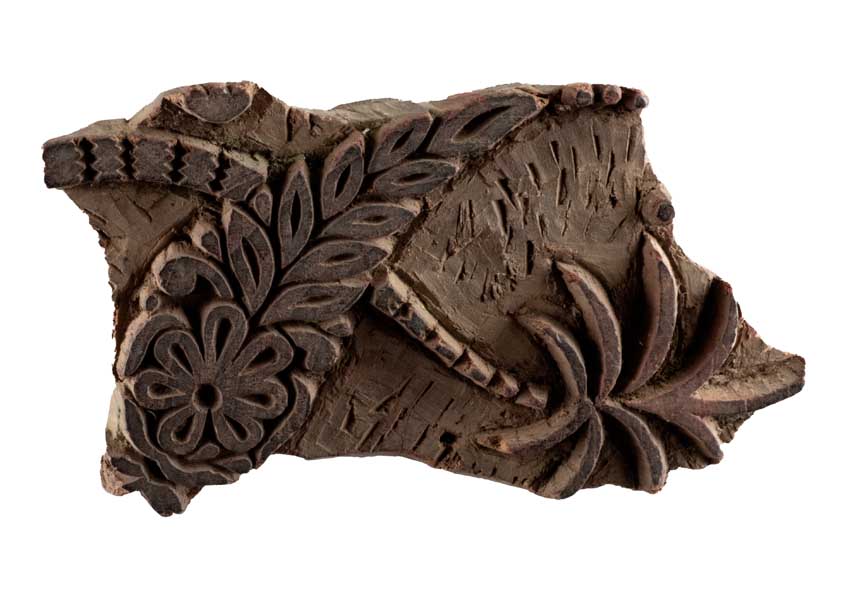 Ancien Tampon Indien En Bois – Rajasthan Motifs Floraux