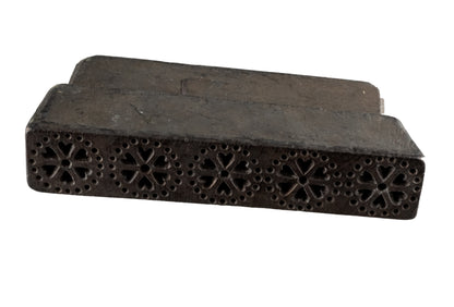 Tampon En Bois Indien Pour Impression Textile – Motif Cœurs Et Fleurs