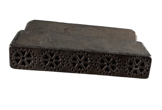Tampon En Bois Indien Pour Impression Textile – Motif Cœurs Et Fleurs