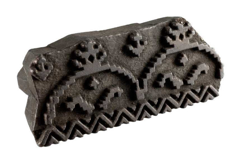 Tampon Indien En Bois Du Rajasthan – Block Print Géométrique Ancien 15,5 cm