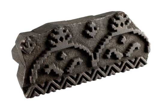 Tampon Indien En Bois Du Rajasthan – Block Print Géométrique Ancien 15,5 cm
