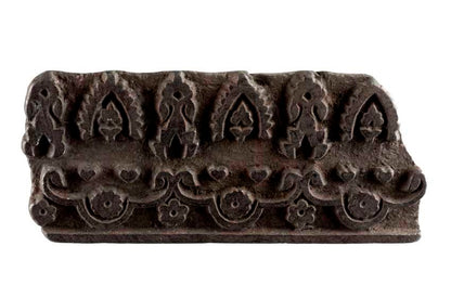 Tampon Indien En Bois Du Rajasthan – Block Print Floral Ancien 16 cm