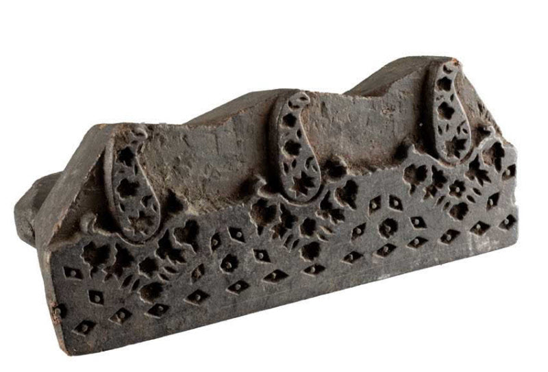 Tampon Indien En Bois Du Rajasthan – Block Print Paisley Ancien 18,2 cm