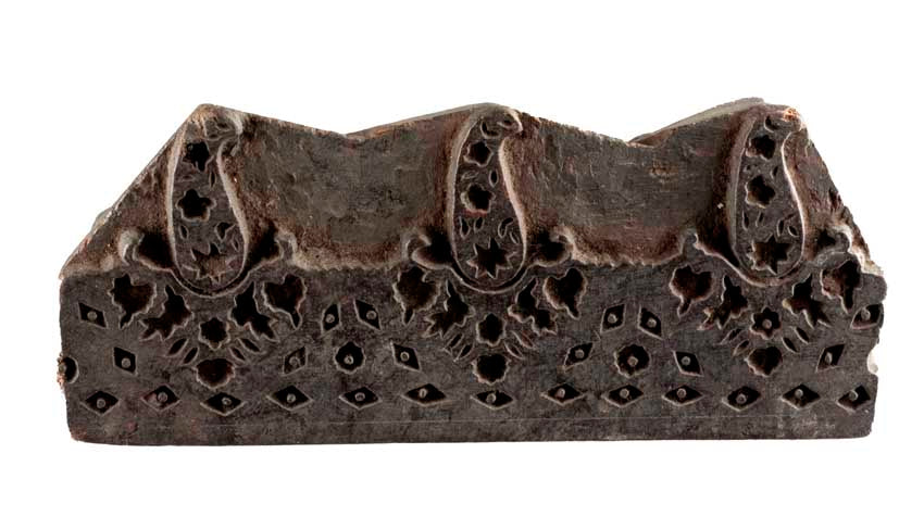 Tampon Indien En Bois Du Rajasthan – Block Print Paisley Ancien 18,2 cm