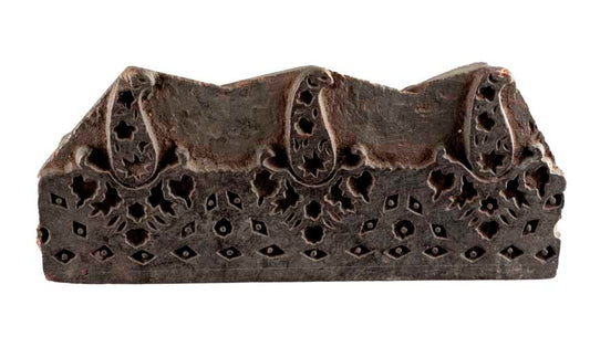 Tampon Indien En Bois Du Rajasthan – Block Print Paisley Ancien 18,2 cm