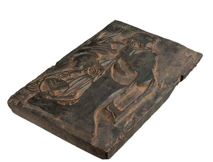 Ancienne Planche De Xylographie Népalaise – Guanyin Et Enfant