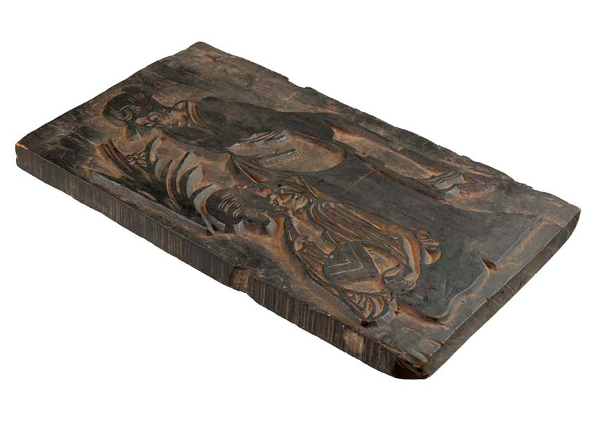 Ancienne Planche De Xylographie Népalaise – Guanyin Et Enfant