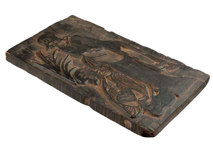 Ancienne Planche De Xylographie Népalaise – Guanyin Et Enfant