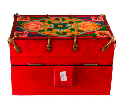 Autel votif bouddhiste de voyage 22,5 cm – temple portatif artisanal en bois peint
