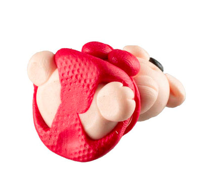 Figurine Miniature Cochon en Maillot de Bain Rouge – Artisanat Thaïlandais en Pâte Polymère