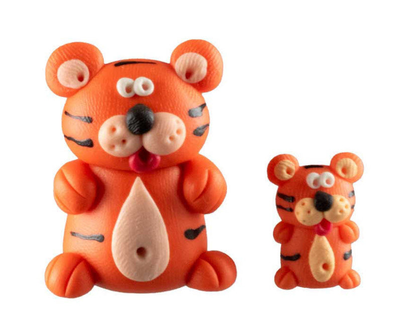 Figurines Tigre et Son Petit – Pâte Polymère Artisanale de Thaïlande