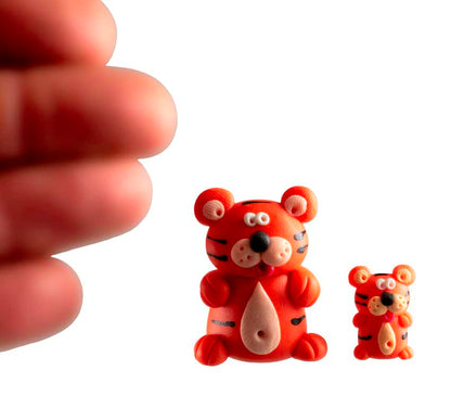 Figurines Tigre et Son Petit – Pâte Polymère Artisanale de Thaïlande