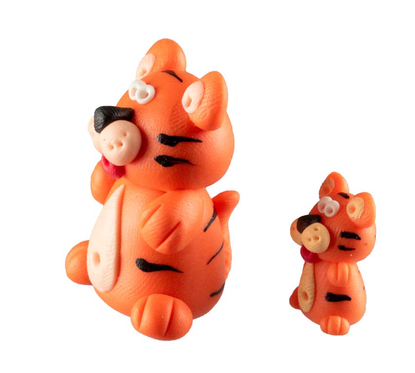 Figurines Tigre et Son Petit – Pâte Polymère Artisanale de Thaïlande