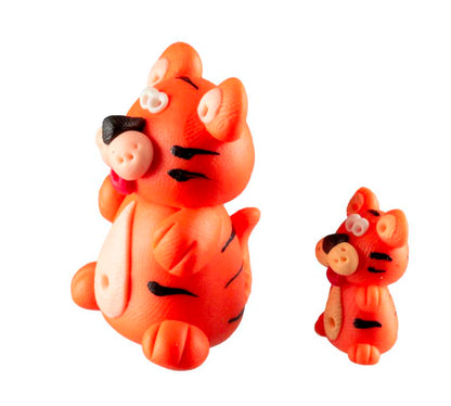 Figurines Tigre et Son Petit – Pâte Polymère Artisanale de Thaïlande