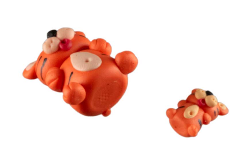 Figurines Tigre et Son Petit – Pâte Polymère Artisanale de Thaïlande