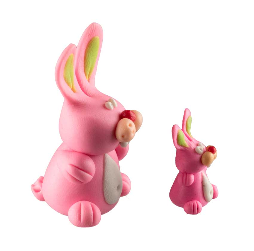 Figurines Lapins Roses – Ensemble en Pâte Polymère de Thaïlande