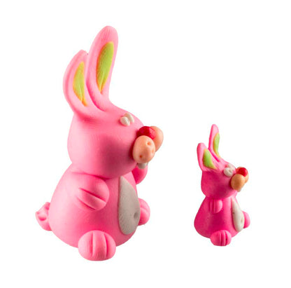 Figurines Lapins Roses – Ensemble en Pâte Polymère de Thaïlande