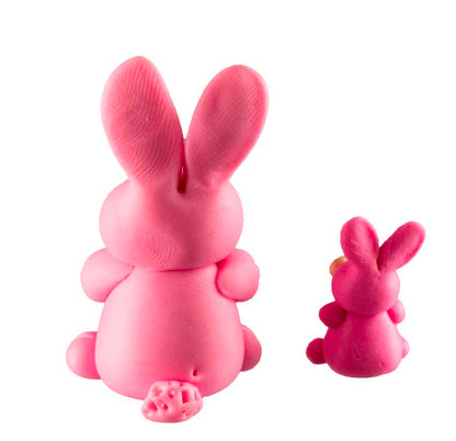 Figurines Lapins Roses – Ensemble en Pâte Polymère de Thaïlande