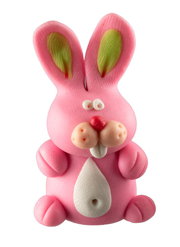 Figurine Miniature Lapin Rose – Artisanat Thaïlandais en Pâte Polymère