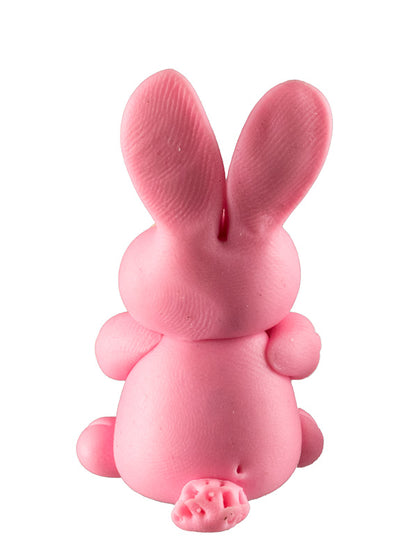 Figurine Miniature Lapin Rose – Artisanat Thaïlandais en Pâte Polymère
