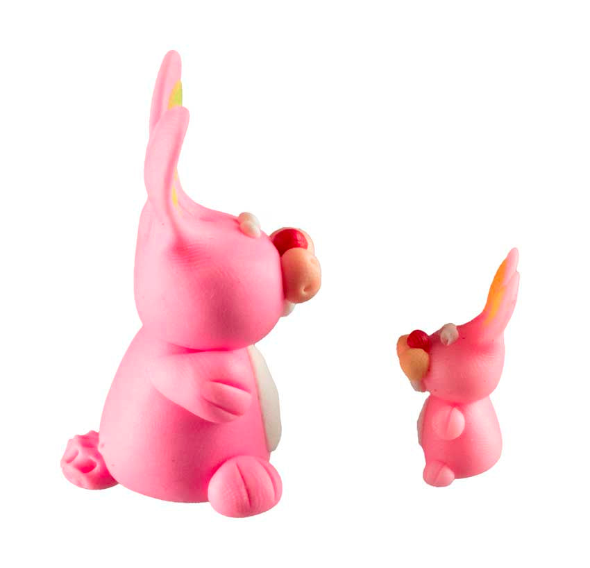 Figurines Duo de Lapins Roses – Pâte Polymère Artisanale de Thaïlande
