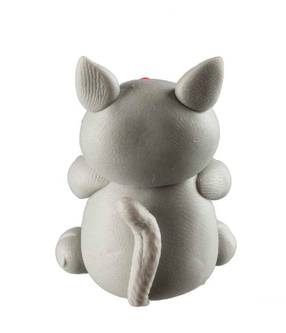 Figurine Miniature Chat Gris – Artisanat Thaïlandais en Pâte Polymère