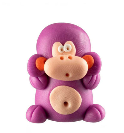 Figurine Singe Violet Miniature – Artisanat Thaïlandais en Pâte Polymère