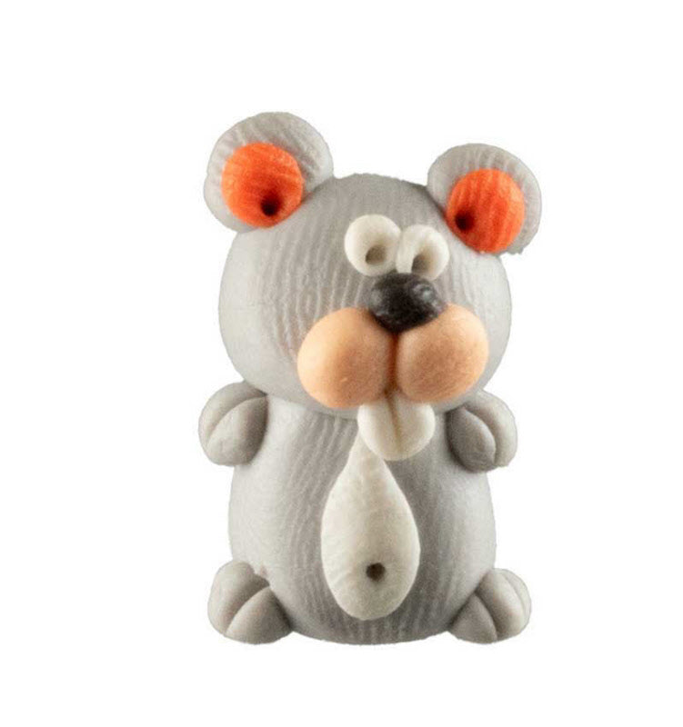 Figurine Miniature Écureuil Gris – Artisanat Thaïlandais en Pâte Polymère