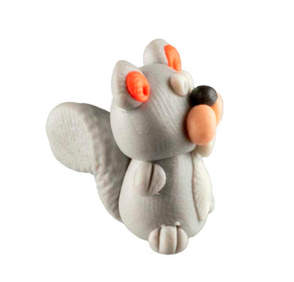 Figurine Miniature Écureuil Gris – Artisanat Thaïlandais en Pâte Polymère
