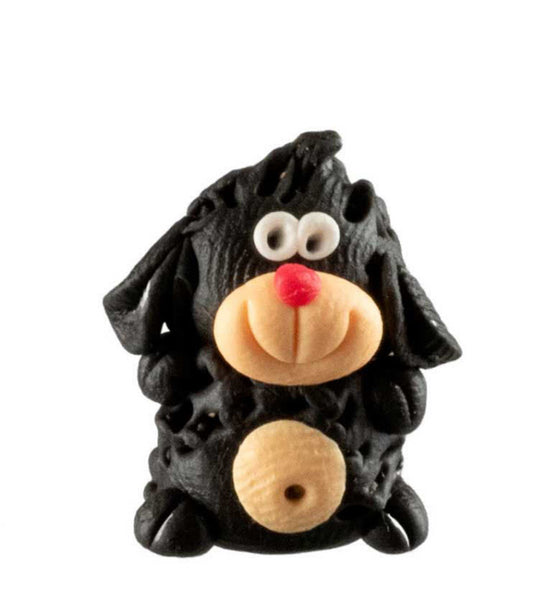 Figurine Miniature Chien Noir – Artisanat Thaïlandais en Pâte Polymère