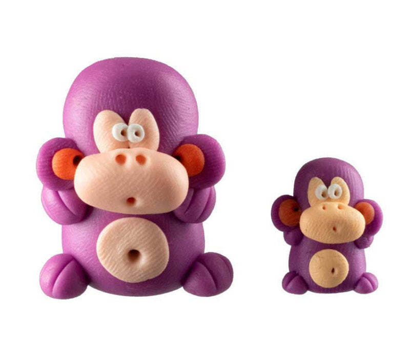 Figurines Singe Adulte et Enfant Miniatures – Artisanat Thaïlandais en Pâte Polymère