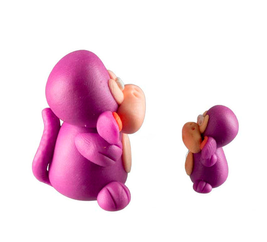 Figurines Singe Adulte et Enfant Miniatures – Artisanat Thaïlandais en Pâte Polymère